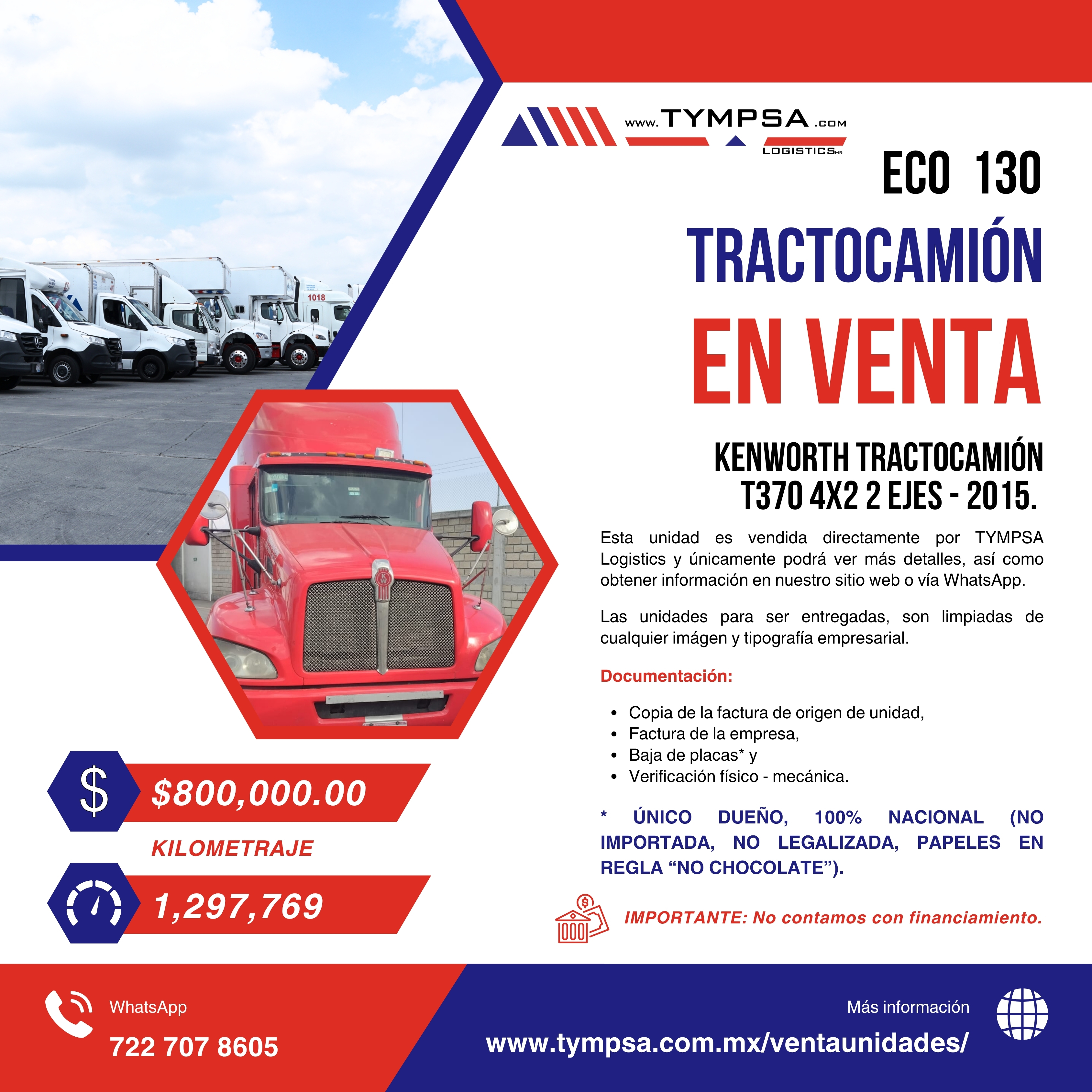 ECO 130 Kenworth T370 4X2 2 EJES 2015