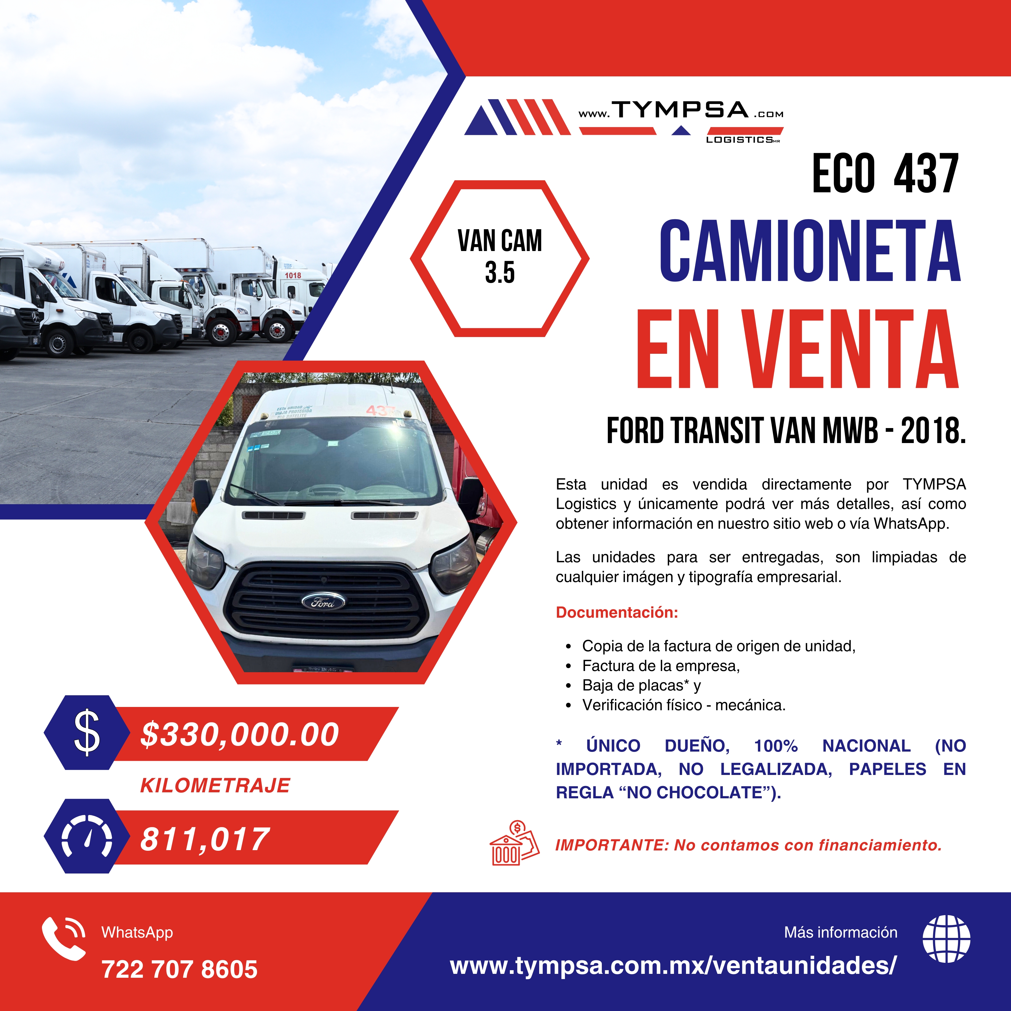 ECO 437 FORD TRANSIT VAN MWB - 2018