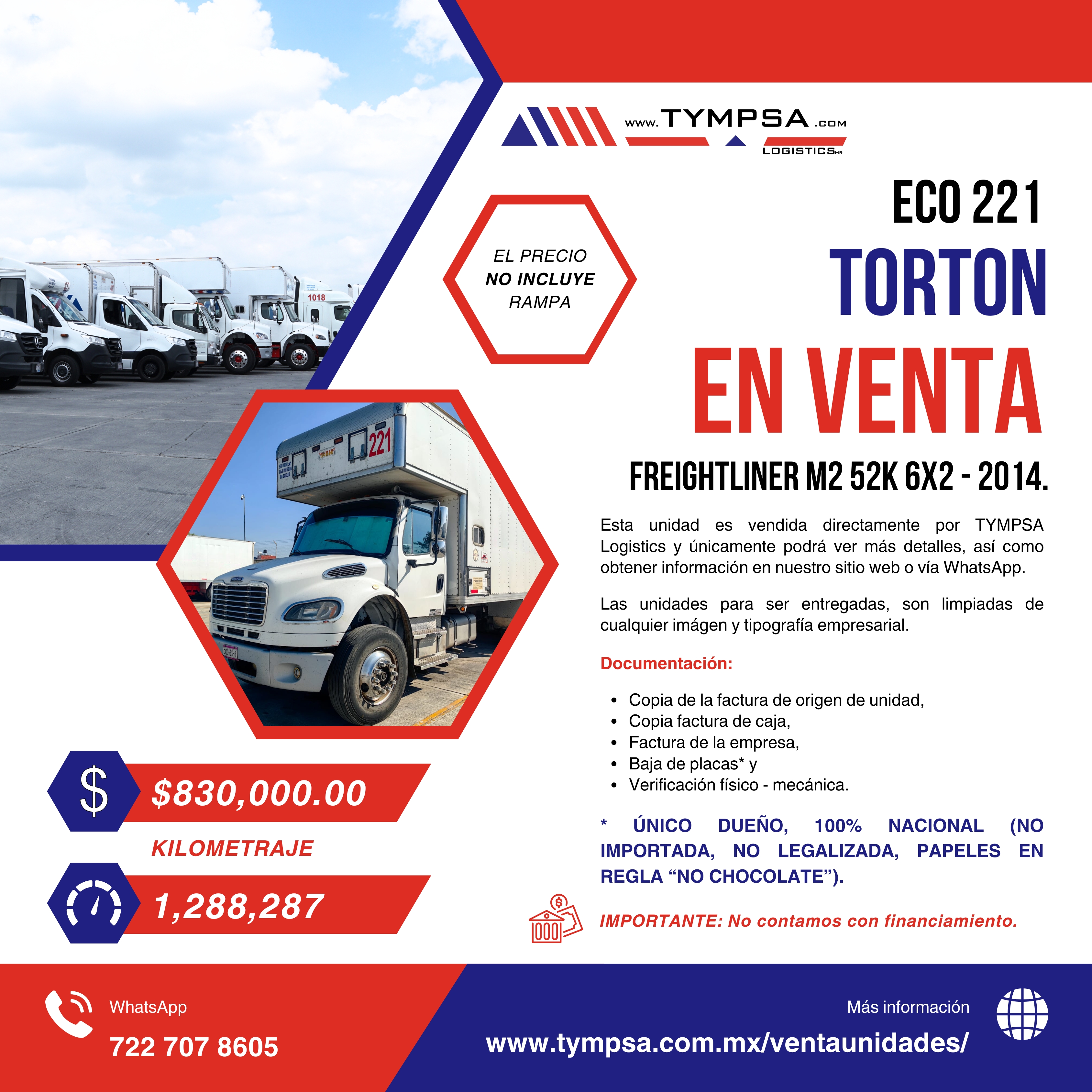 ECO 221 FREIGHTLINER M2 52K 6X2 - 2014