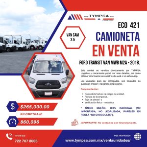 ECO 421 FORD TRANSIT VAN MWB M2A - 2018