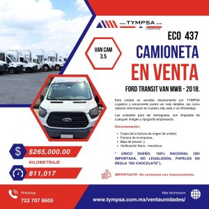 ECO 437 FORD TRANSIT VAN MWB - 2018