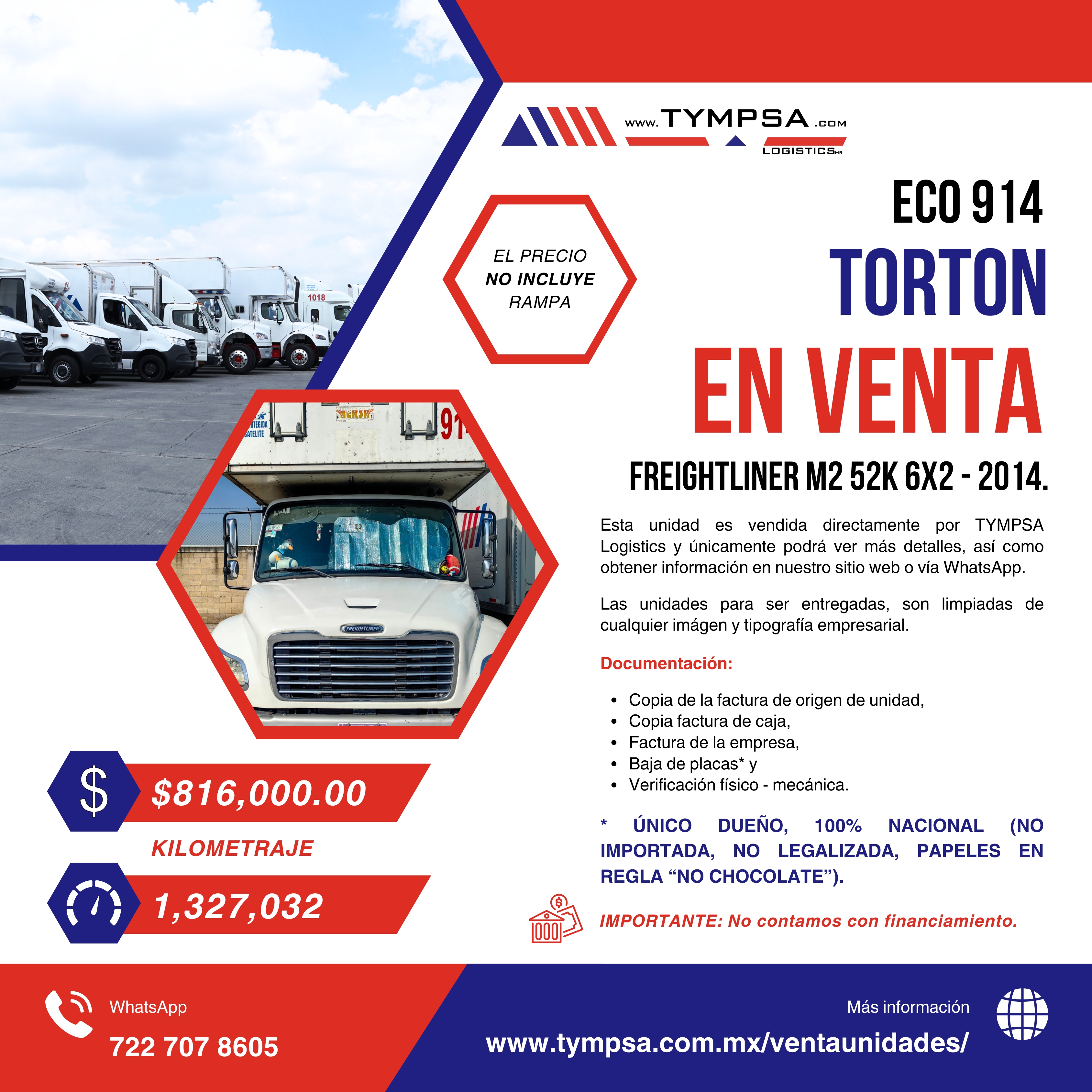 ECO 914 FREIGHTLINER M2 52K 6X2 - 2014