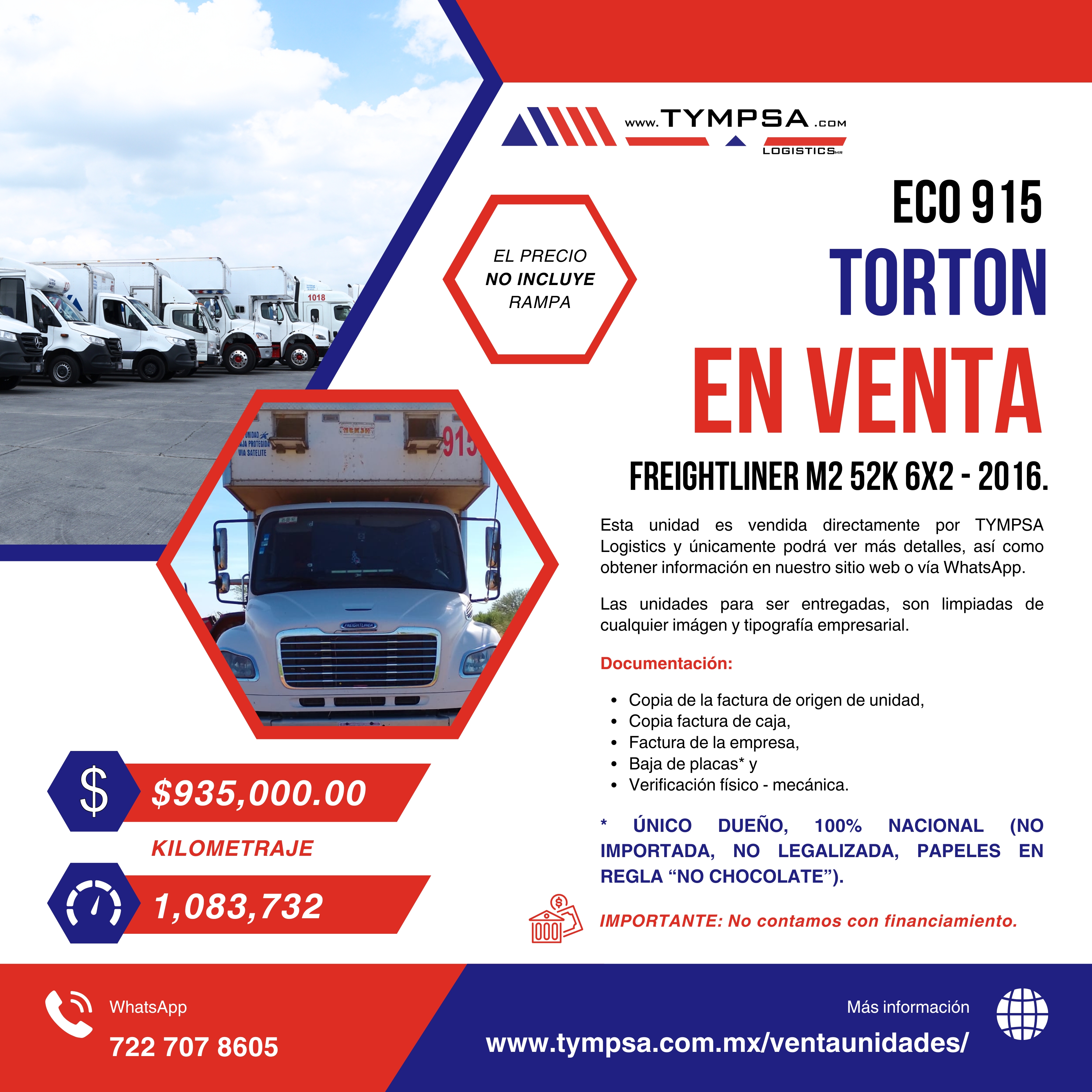 ECO 915 FREIGHTLINER M2 52K 6X2 - 2016