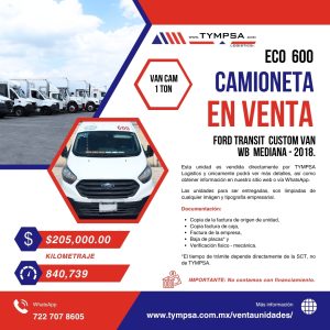 ECO 600 FORD TRANSIT CUSTOM VAN WB MEDIANA - 2018