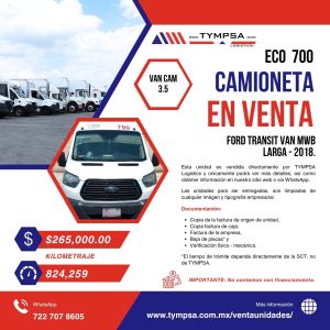 ECO 700 FORD TRANSIT VAN MWB LARGA - 2018